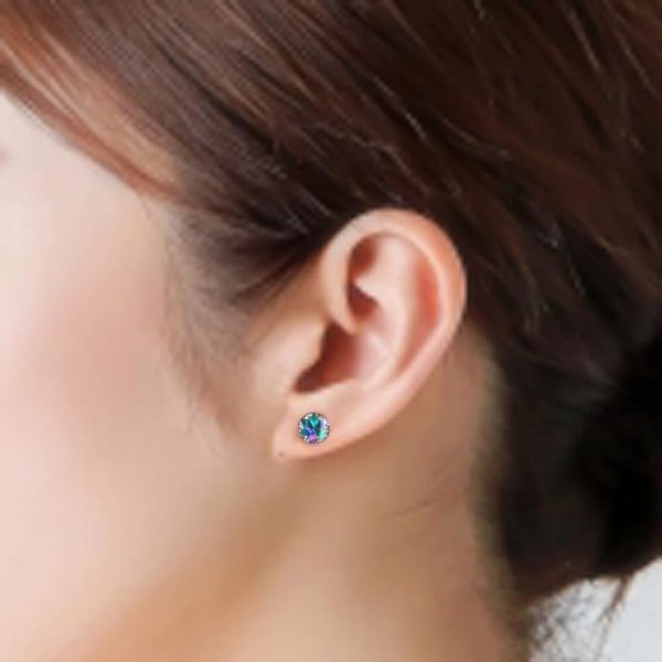 ピアス「青螺鈿銀」M８（ペア） - 画像 (3)