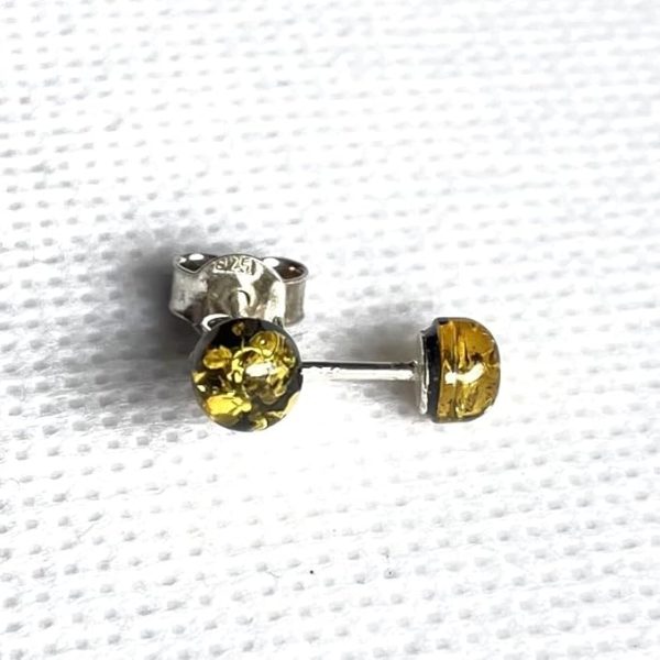 5mm シルバー925 グリーンアンバー 琥珀 スタッドピアス 5月誕生石 - 画像 (4)