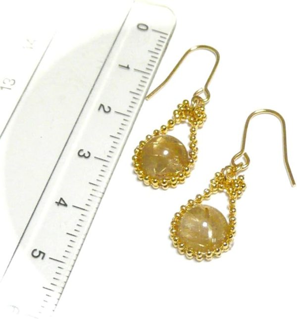 ルチルクォーツ (8mm 丸珠) ピアス/ゴールド トーン 【 馬蹄 】 - 画像 (3)