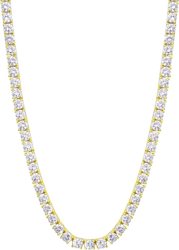 テニスチェーン テニスネックレス 幅3/4/5mm CZダイヤ 14K金メッキ メンズ レディース チェーンネックレス ジルコニア - 画像 (37)