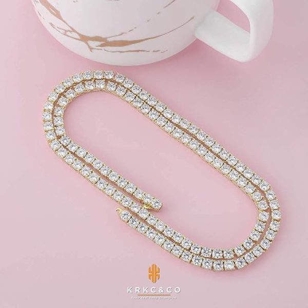 テニスチェーン テニスネックレス 幅3/4/5mm CZダイヤ 14K金メッキ メンズ レディース チェーンネックレス ジルコニア - 画像 (24)