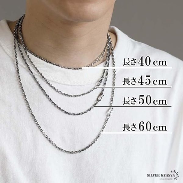 シルバー925素材 燻し仕上げ あずきチェーン シルバー 四面カット - 画像 (17)