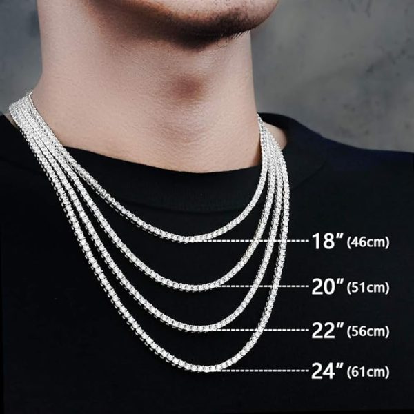 テニスチェーン テニスネックレス 幅3/4/5mm CZダイヤ 14K金メッキ メンズ レディース チェーンネックレス ジルコニア - 画像 (27)
