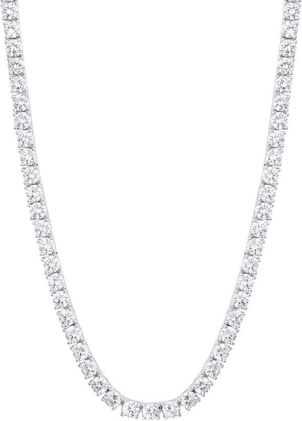 テニスチェーン テニスネックレス 幅3/4/5mm CZダイヤ 14K金メッキ メンズ レディース チェーンネックレス ジルコニア - 画像 (31)