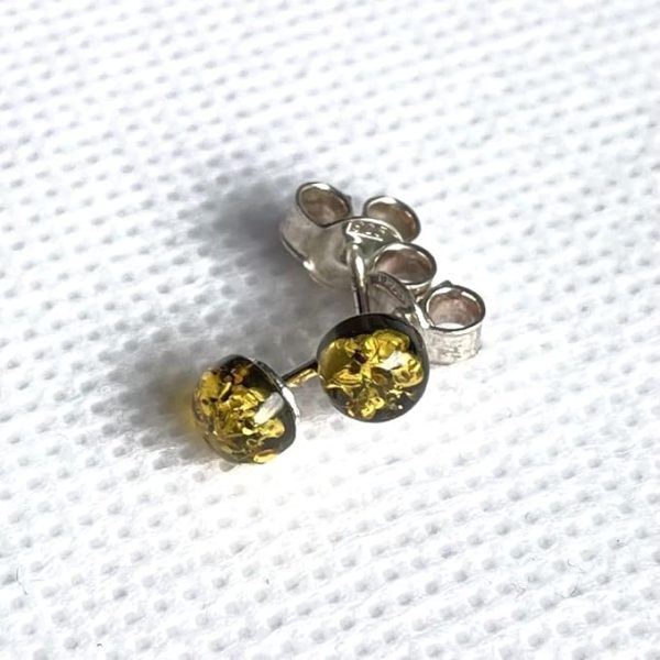 5mm シルバー925 グリーンアンバー 琥珀 スタッドピアス 5月誕生石 - 画像 (6)