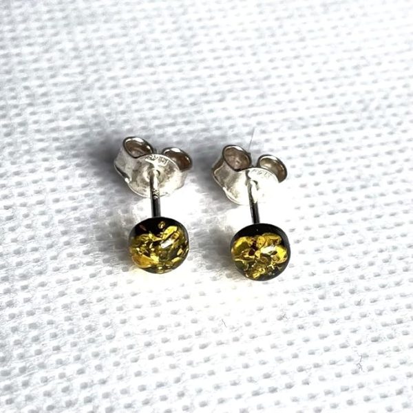 5mm シルバー925 グリーンアンバー 琥珀 スタッドピアス 5月誕生石 - 画像 (5)
