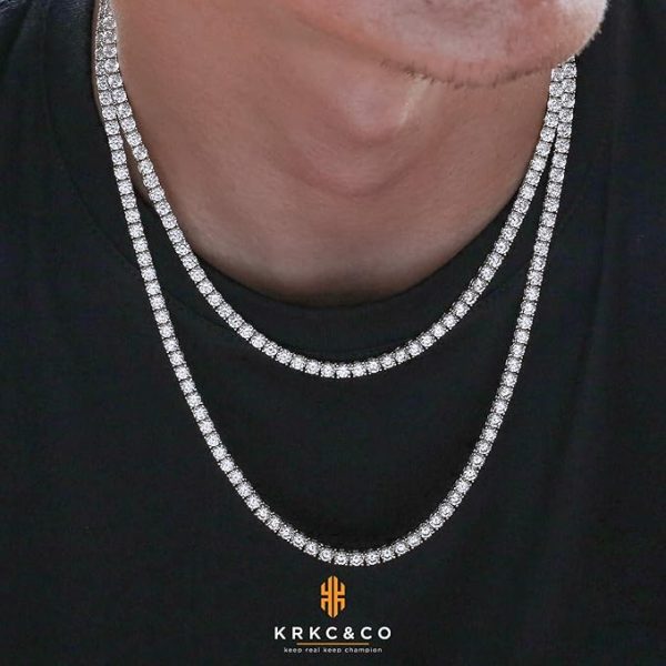 テニスチェーン テニスネックレス 幅3/4/5mm CZダイヤ 14K金メッキ メンズ レディース チェーンネックレス ジルコニア - 画像 (17)
