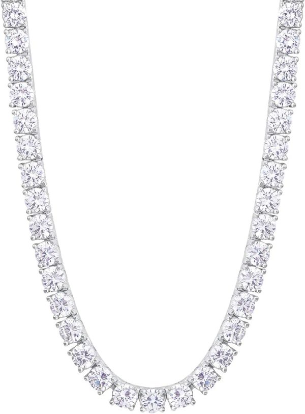 テニスチェーン テニスネックレス 幅3/4/5mm CZダイヤ 14K金メッキ メンズ レディース チェーンネックレス ジルコニア - 画像 (7)