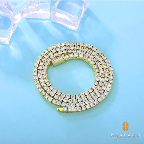 テニスチェーン テニスネックレス 幅3/4/5mm CZダイヤ 14K金メッキ メンズ レディース チェーンネックレス ジルコニア - 画像 (36)