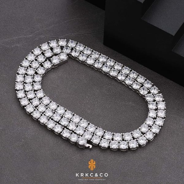 テニスチェーン テニスネックレス 幅3/4/5mm CZダイヤ 14K金メッキ メンズ レディース チェーンネックレス ジルコニア - 画像 (6)