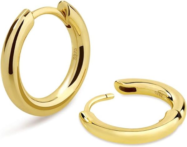 フープピアス 15mm シルバー925 金属アレルギー対応 両耳 14k金メッキ メンズ レディース イヤリング - 画像 (3)