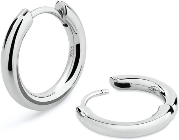 フープピアス 15mm シルバー925 金属アレルギー対応 両耳 14k金メッキ メンズ レディース イヤリング - 画像 (2)
