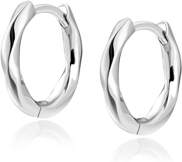 フープピアス 15mm シルバー925 金属アレルギー対応 両耳 14k金メッキ メンズ レディース イヤリング - 画像 (7)