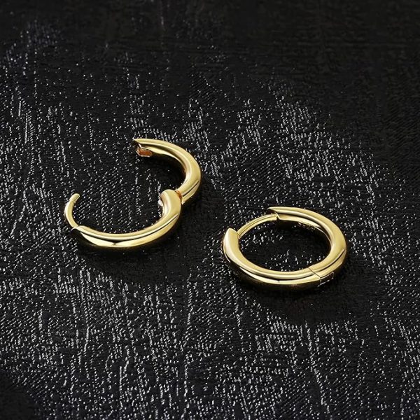 フープピアス 15mm シルバー925 金属アレルギー対応 両耳 14k金メッキ メンズ レディース イヤリング - 画像 (4)