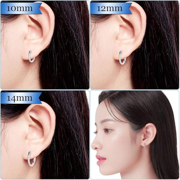 フープピアス メンズ レディース 幅2.0mm サージカル ステンレス アレルギーフリー シンプル リングピアス  シルバー&ブラック - 画像 (10)
