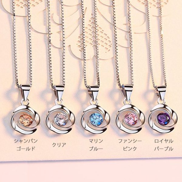 大粒 クロスリング 一粒 ネックレス/プラチナ仕上/シルバー/キュービックジルコニア - 画像 (6)